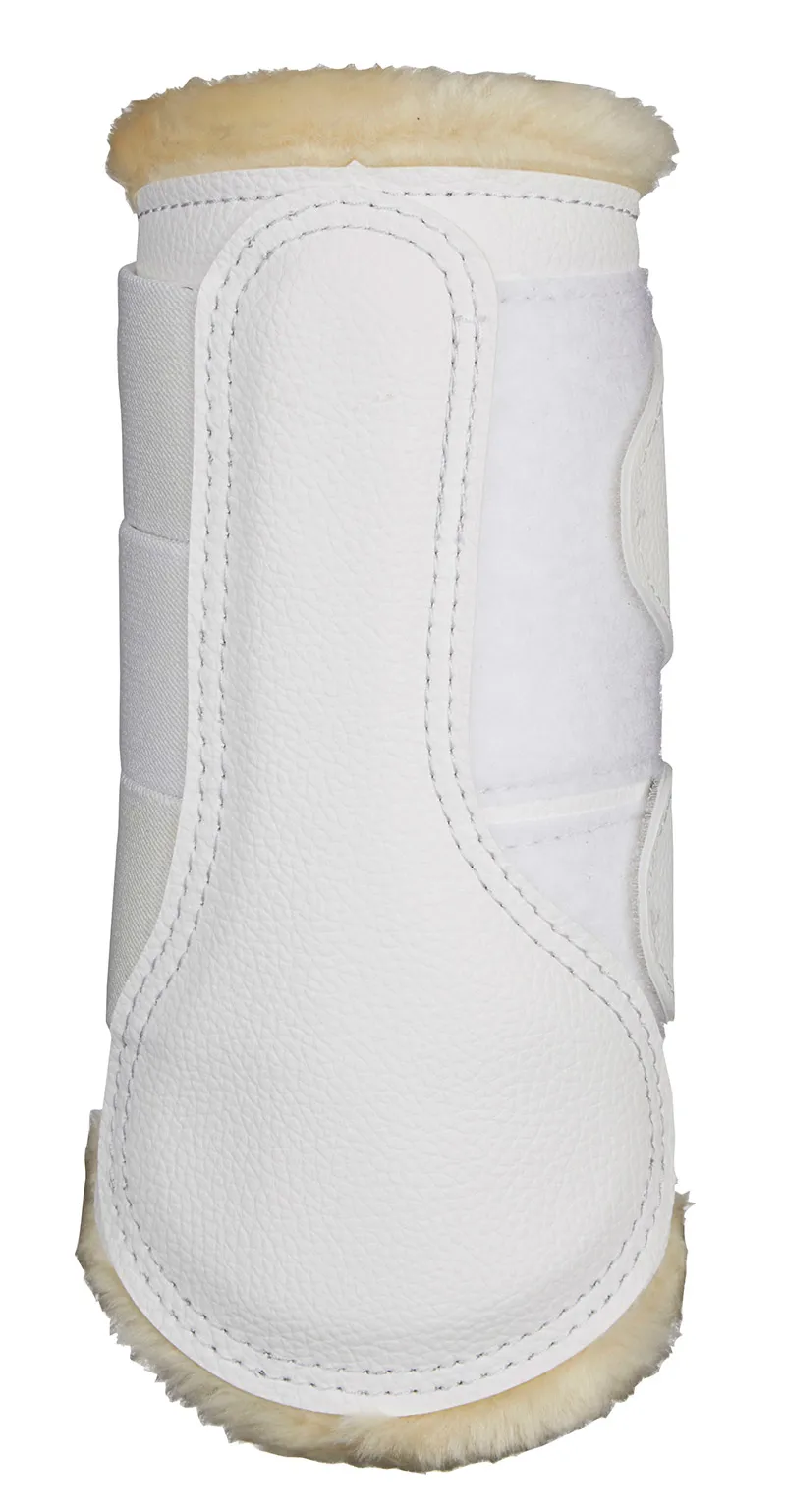 LeMieux Fleece Brushing Boots in White and Natural-4